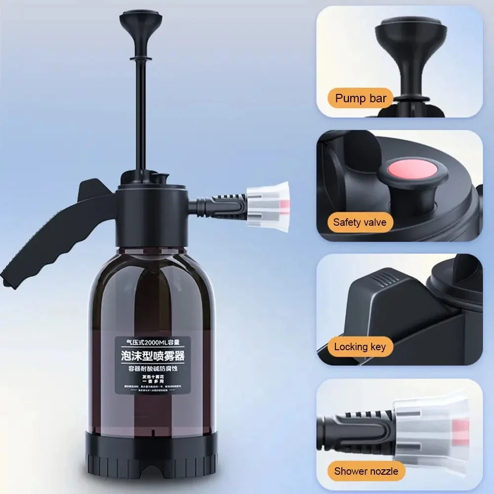 Car Washing Spray Pot Foam Spray Pot 2L Spray Type with Pressure Relief Valve for Household Car Spray Hand Pressure Spray Pot